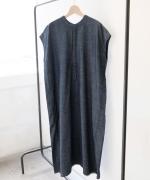 コットンリネン平織デニム　2wayワンピース